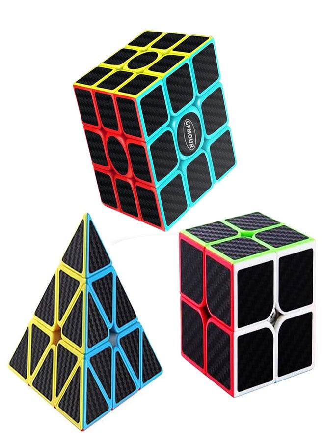 CFMOUR Original Speed Cube 3x3, 4x4, 5x5 and Set of Fast Magic Cube for Kids, Smooth Carbon Fiber Cubes Puzzle Toys (2black-2x3) - Image 1